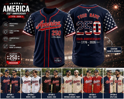 America Anniversary Baseball Jersey, Custom Patriotic USA Game Day Shirt - product image 2