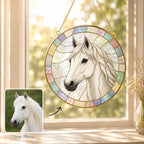 Custom Horse Portrait Stained Glass Suncatcher – main product view