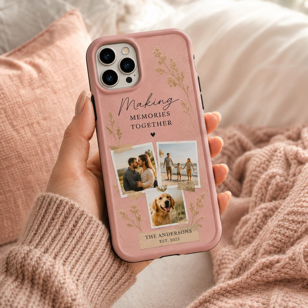 Personalized Photo Collage Tough Phone Case, Custom Family Pet Picture Case, Making Memories Together Phone Cover, Gift for Her