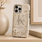 Birth Flower Phone Case, Personalized Initial Name Case, Custom Floral Month Gift For Her