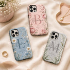 Birth Flower Phone Case, Personalized Initial Name Case, Custom Floral Month Gift For Her