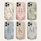Birth Flower Phone Case, Personalized Initial Name Case, Custom Floral Month Gift For Her