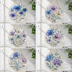 Blue Floral Stained Glass Suncatcher, Golden Frame Botanical Window Hanging Decor – product photo 2