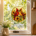 Cardinal Couple Stained Glass Suncatcher – product photo 6