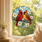 Cardinal Couple Stained Glass Suncatcher – main product view