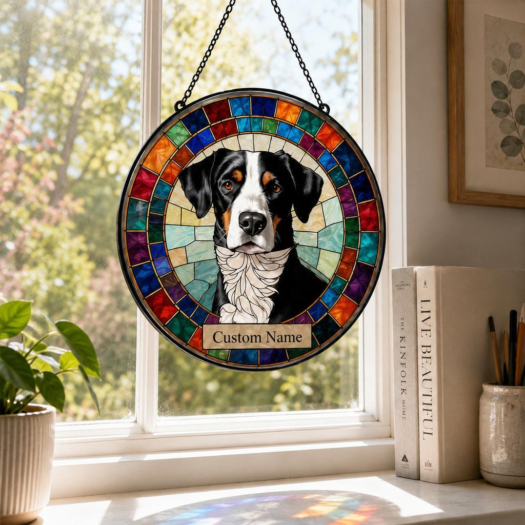 Custom Dog Portrait Stained Glass Suncatcher, Personalized Pet Photo Window Hanging, Dog Memorial Gift for - product image 9