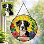 Custom Dog Portrait Stained Glass Suncatcher, Personalized Pet Photo Window Hanging – main product view
