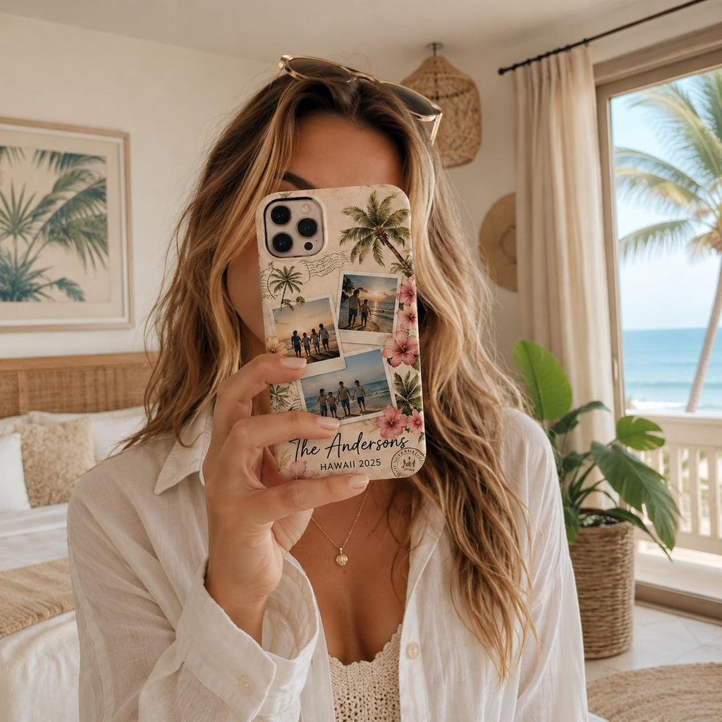 Custom Family Vacation Phone Case, Personalized Photo Collage Case, Travel Memories Gift