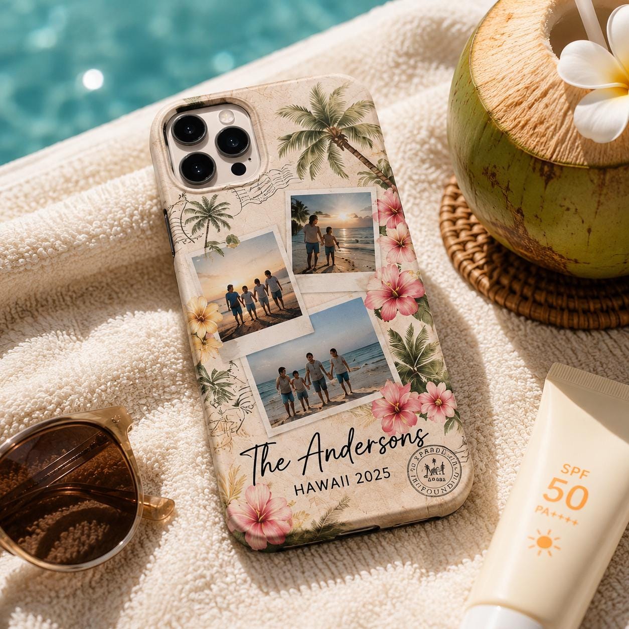 Custom Family Vacation Phone Case, Personalized Photo Collage Case, Travel Memories Gift
