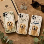 Personalized Pet Photo Phone Case, Custom Dog Portrait, Floral Memorial Gift