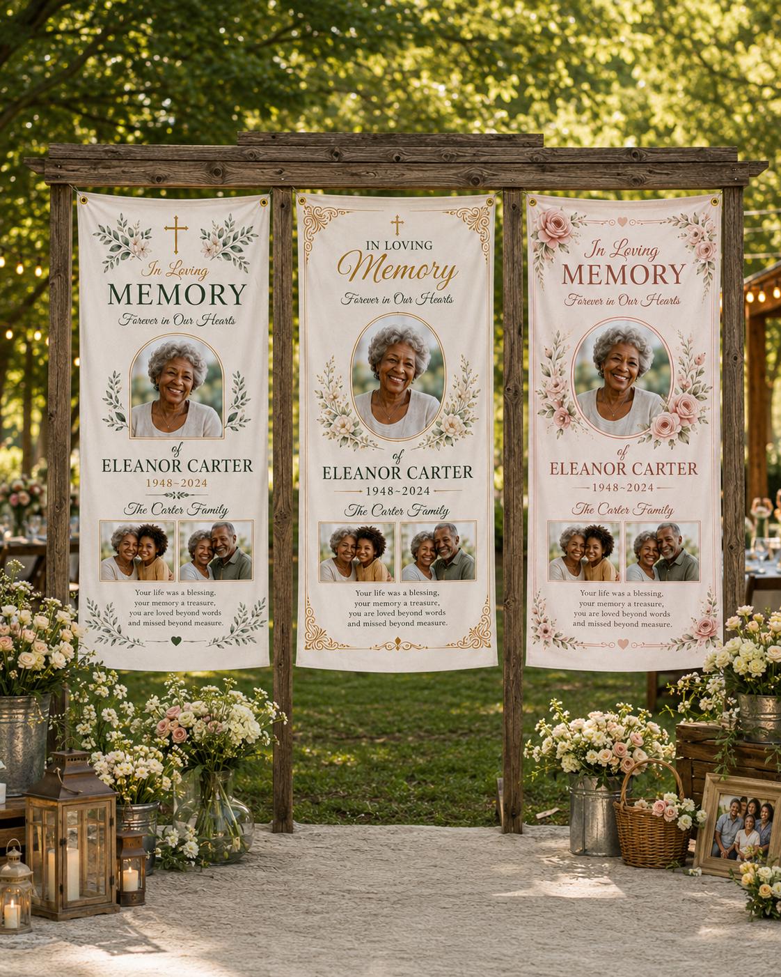 Personalized Memorial Banner, In Loving Memory Photo Banner, Custom Celebration Of Life Sign - product image 9