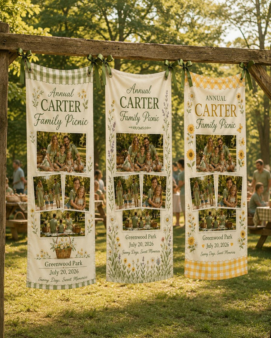 Family Picnic Banner, Personalized Photo Family Reunion Sign, Custom Satin Picnic Party Banner - product image 9