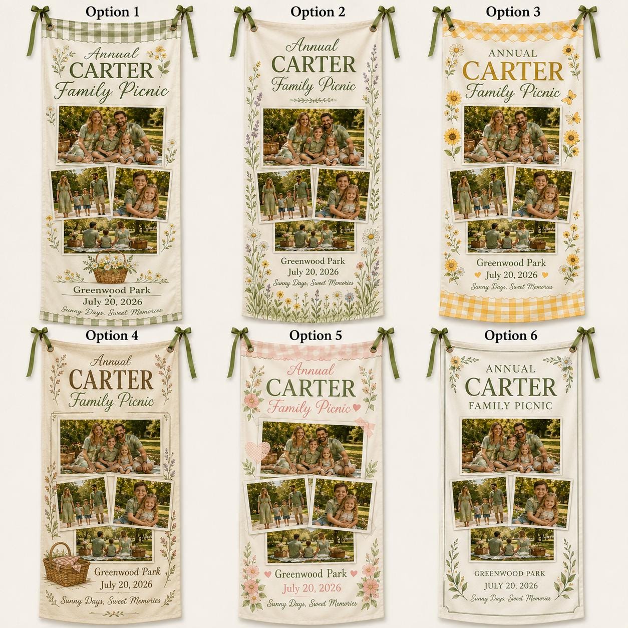 Family Picnic Banner, Personalized Photo Family Reunion Sign, Custom Satin Picnic Party Banner - product image 2