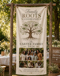 Family Roots Banner, Personalized Family Tree Photo Banner, Custom Satin Family Reunion Sign - product image 1