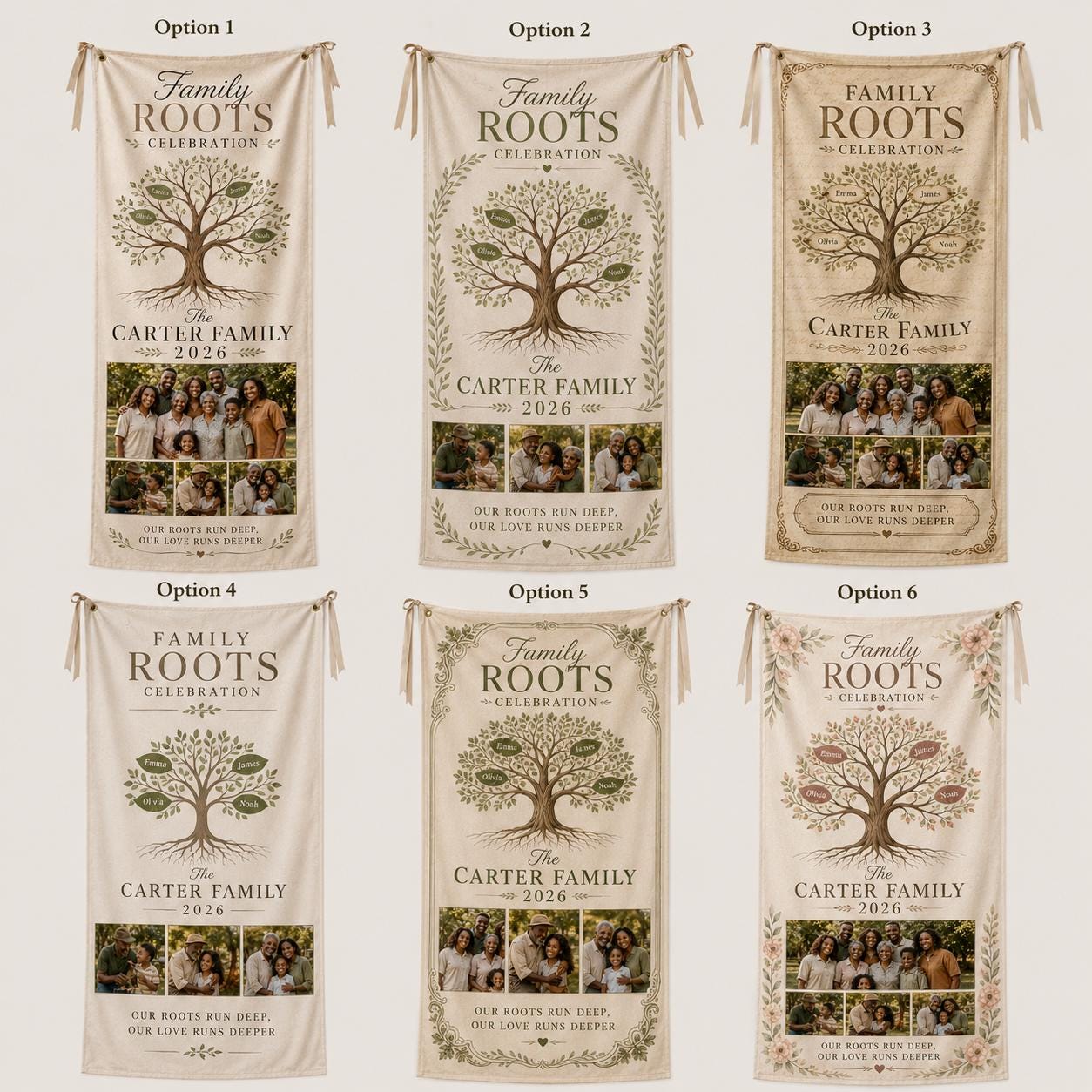 Family Roots Banner, Personalized Family Tree Photo Banner, Custom Satin Family Reunion Sign - product image 2