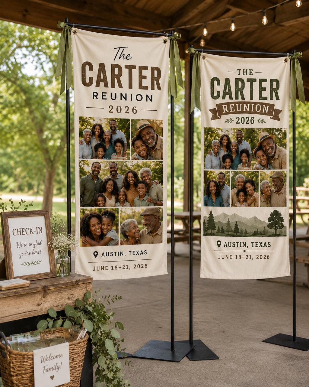 Family Reunion Banner, Personalized Photo Family Sign, Custom Satin Reunion Welcome Banner - product image 6