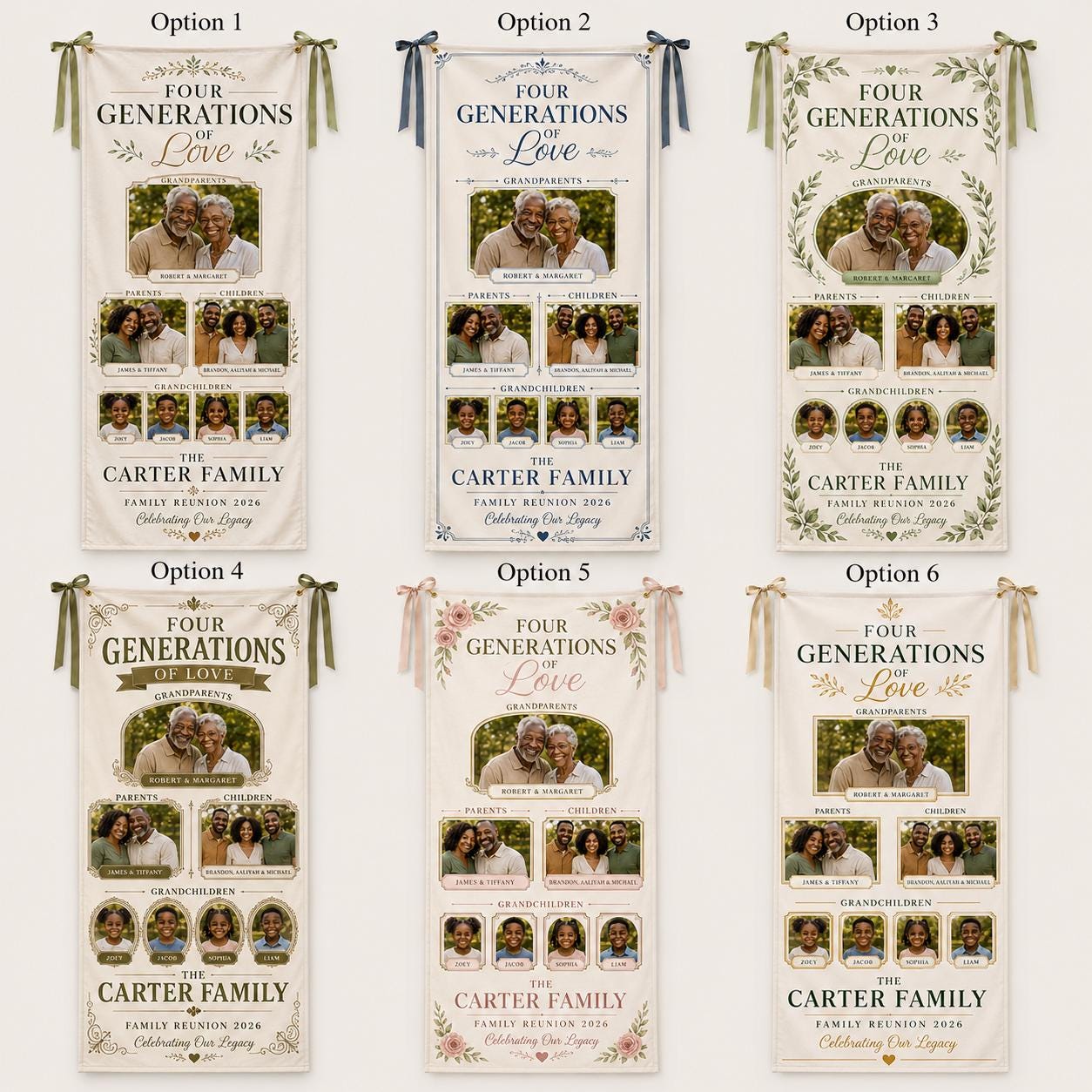 Four Generations Of Love Banner, Personalized Family Photo Banner, Custom Satin Family Reunion Sign - product image 2