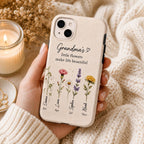 Personalized Birth Flower Phone Case for Grandma, Custom Grandkids Names Floral Gift
