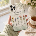 Personalized Birth Flower Phone Case for Grandma, Custom Grandkids Names Floral Gift