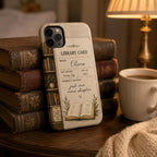 Library Card Phone Case, Personalized Book Lover Case, Custom Reader Gift For Her