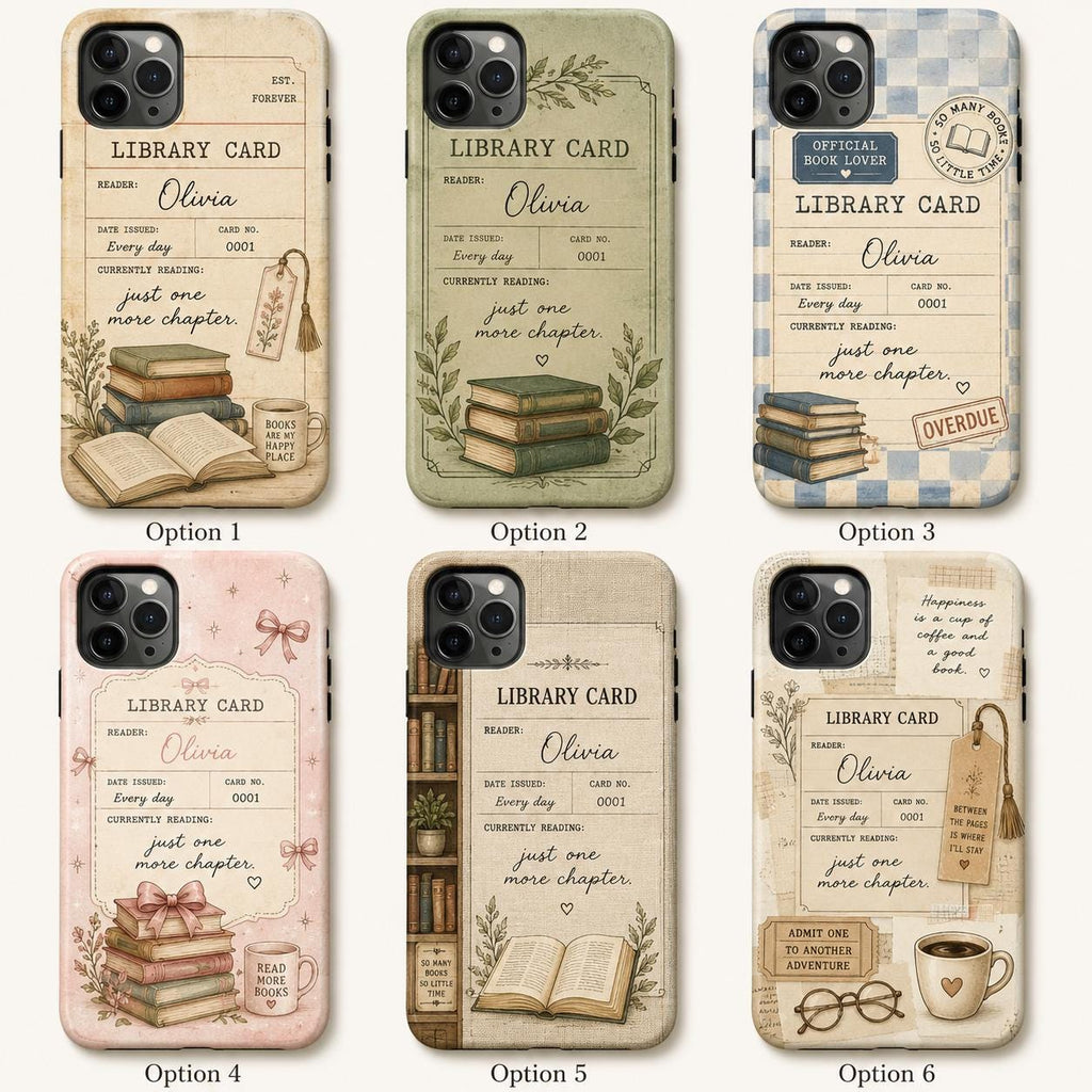 Library Card Phone Case, Personalized Book Lover Case, Custom Reader Gift For Her