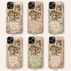 Personalized Grandma Photo Phone Case, Custom Grandkids Collage Tough Case, Floral Gift For Grandma