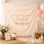 Personalized Boho Birthday Fabric Backdrop, Custom Name Party Decor – product photo 4