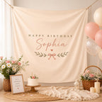 Personalized Boho Birthday Fabric Backdrop, Custom Name Party Decor – product photo 4