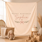 Personalized Boho Birthday Fabric Backdrop, Custom Name Party Decor – product photo 6