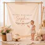 Personalized Boho Birthday Fabric Backdrop, Custom Name Party Decor – product photo 9