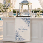 Personalized Wedding Bar Sign, Floral Satin Fabric Banner – product photo 7