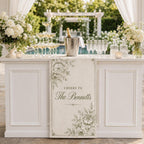 Personalized Wedding Bar Sign, Floral Satin Fabric Banner – product photo 6