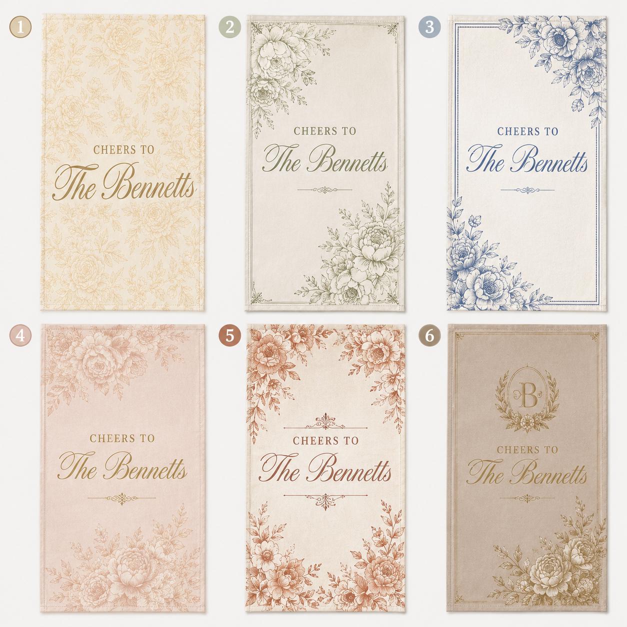 Personalized Wedding Bar Sign, Floral Satin Fabric Banner, Custom Reception Decor - product image 2