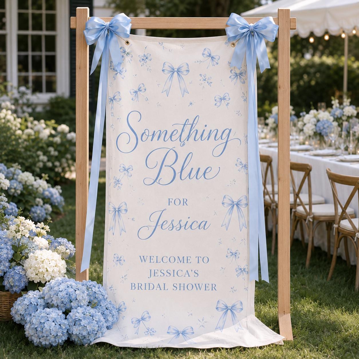 Bridal Shower Welcome Banner, Personalized Satin Fabric Sign, Cloud Nine Decor - product image 8