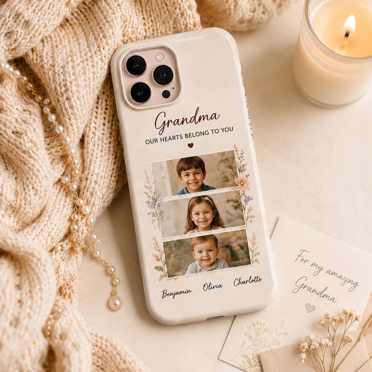 Personalized Grandma Photo Collage Phone Case, Custom Grandkids Picture Gift