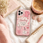 Personalized Nurse Phone Case, Custom Name RN Case, Pink Coquette Nursing Student Gift