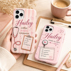 Personalized Nurse Phone Case, Custom Name RN Case, Pink Coquette Nursing Student Gift