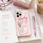 Personalized Nurse Phone Case, Custom Name RN Case, Pink Coquette Nursing Student Gift