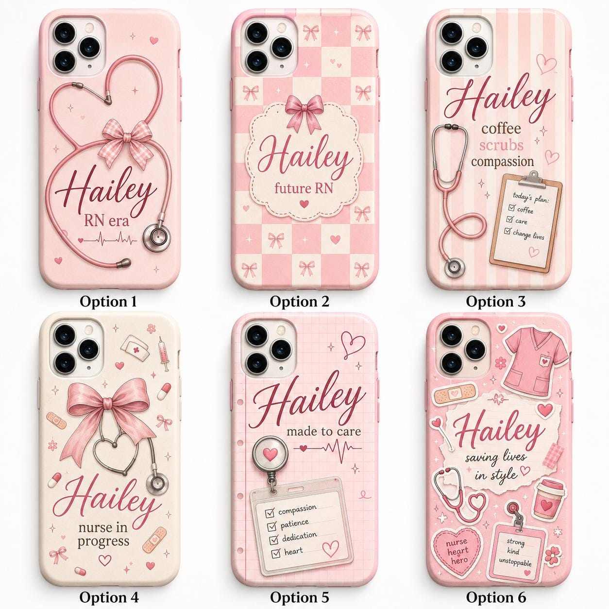 Personalized Nurse Phone Case, Custom Name RN Case, Pink Coquette Nursing Student Gift