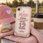 Personalized Softball Mom Phone Case, Custom Sports Mama Name Number