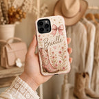 Personalized Cowgirl Phone Case, Custom Name Western Floral Case, Pink Cowboy Boot Gift