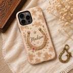 Personalized Cowgirl Phone Case, Custom Name Western Floral Case, Pink Cowboy Boot Gift