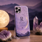 Personalized Zodiac Phone Case, Custom Name Initial Astrology Case, Moon Star Birthday Gift