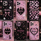 Personalized Gothic Pink Ghost Phone Case, Custom Name Spooky Coquette Style
