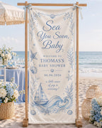 Coastal Baby Shower Fabric Banner – main product view