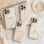 Personalized Initial Phone Case, Custom Name Monogram Tough Case, Marble Bow Gift For Her