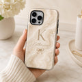 Personalized Initial Phone Case, Custom Name Monogram Tough Case, Marble Bow Gift For Her