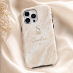 Personalized Initial Phone Case, Custom Name Monogram Tough Case, Marble Bow Gift For Her