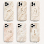 Personalized Initial Phone Case, Custom Name Monogram Tough Case, Marble Bow Gift For Her