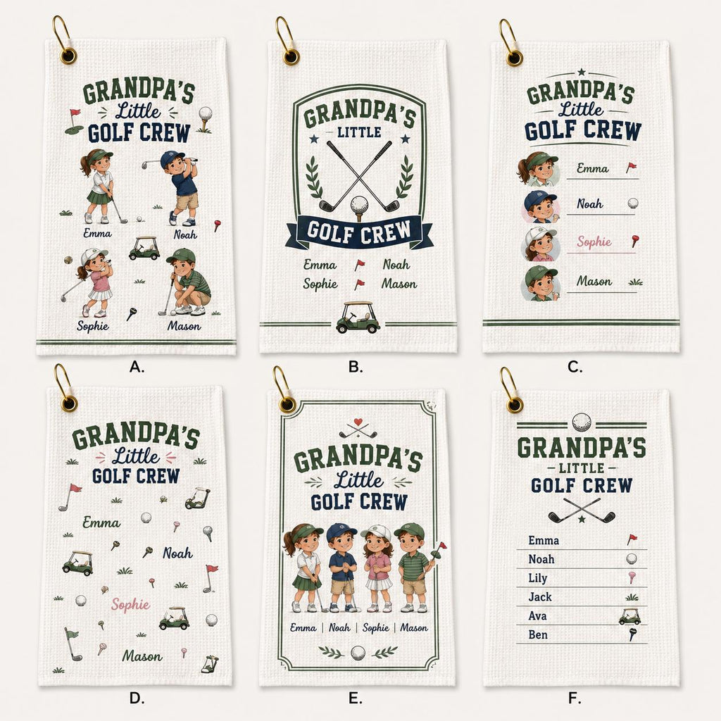 Grandpa’s Little Golf Crew Towel, Personalized Grandkids Golf Towel, Custom Golf Bag Towel Gift - product image 2